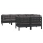 vidaXL Muebles de jardín 7 pzas y cojines negro madera maciza de pino vidaXL Muebles de jardín 7 pzas y cojines negro madera maciza de pino
