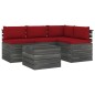 vidaXL Muebles de palés de jardín 5 piezas cojines madera maciza pino vidaXL Muebles de palés de jardín 5 piezas cojines madera maciza pino