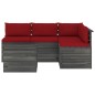 vidaXL Muebles de palés de jardín 5 piezas cojines madera maciza pino vidaXL Muebles de palés de jardín 5 piezas cojines madera maciza pino