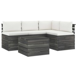 vidaXL Muebles de palés de jardín 5 piezas cojines madera maciza pino