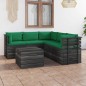 vidaXL Muebles de palets de jardín 6 piezas cojines madera maciza pino vidaXL Muebles de palets de jardín 6 piezas cojines madera maciza pino