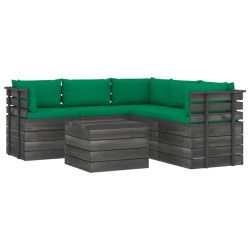 vidaXL Muebles de palets de jardín 6 piezas cojines madera maciza pino