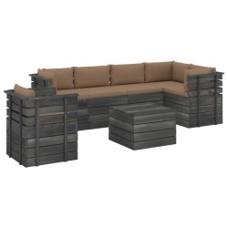 vidaXL Muebles de palets para jardín 7 pzas cojines madera maciza pino