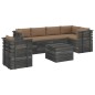 vidaXL Muebles de palets para jardín 7 pzas cojines madera maciza pino vidaXL Muebles de palets para jardín 7 pzas cojines madera maciza pino