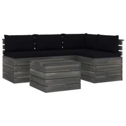 vidaXL Muebles de palés de jardín 5 piezas cojines madera maciza pino