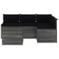 vidaXL Muebles de palés de jardín 5 piezas cojines madera maciza pino vidaXL Muebles de palés de jardín 5 piezas cojines madera maciza pino
