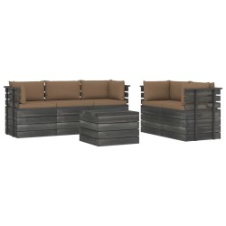 vidaXL Muebles de palets de jardín 6 piezas cojines madera maciza pino