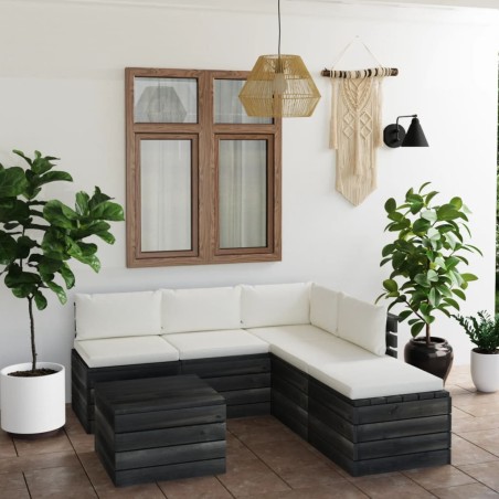 vidaXL Muebles de palets para jardín 6 pzas con cojines madera de pino