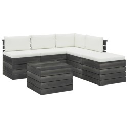 vidaXL Muebles de palets para jardín 6 pzas con cojines madera de pino