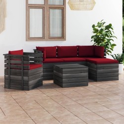 vidaXL Muebles de palés de jardín 6 piezas cojines madera maciza pino