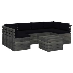 vidaXL Muebles de palets para jardín 7 pzas cojines madera maciza pino