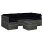 vidaXL Muebles de palets para jardín 7 pzas cojines madera maciza pino vidaXL Muebles de palets para jardín 7 pzas cojines madera maciza pino