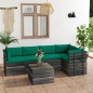 vidaXL Muebles de palets para jardín 6 pzas cojines madera maciza pino vidaXL Muebles de palets para jardín 6 pzas cojines madera maciza pino