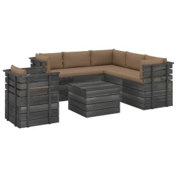 vidaXL Muebles de palets de jardín 7 piezas cojines madera maciza pino