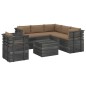 vidaXL Muebles de palets de jardín 7 piezas cojines madera maciza pino vidaXL Muebles de palets de jardín 7 piezas cojines madera maciza pino