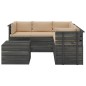 vidaXL Muebles de palets para jardín 6 pzas cojines madera maciza pino vidaXL Muebles de palets para jardín 6 pzas cojines madera maciza pino