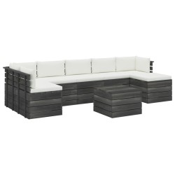 vidaXL Muebles de palets para jardín 8 pzas cojines madera maciza pino