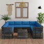 vidaXL Muebles de palets para jardín 9 pzas cojines madera maciza pino vidaXL Muebles de palets para jardín 9 pzas cojines madera maciza pino