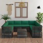 vidaXL Muebles de palets para jardín 9 pzas cojines madera maciza pino vidaXL Muebles de palets para jardín 9 pzas cojines madera maciza pino