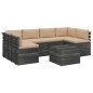 vidaXL Muebles de palets para jardín 7 pzas cojines madera maciza pino