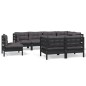 vidaXL Muebles de jardín 8 pzas y cojines negro madera maciza de pino vidaXL Muebles de jardín 8 pzas y cojines negro madera maciza de pino