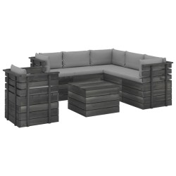 vidaXL Muebles de palets de jardín 7 piezas cojines madera maciza pino