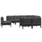 vidaXL Muebles de jardín 8 pzas y cojines negro madera maciza de pino vidaXL Muebles de jardín 8 pzas y cojines negro madera maciza de pino