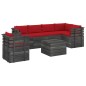 vidaXL Muebles de palets para jardín 7 pzas cojines madera maciza pino