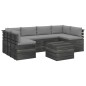 vidaXL Muebles de palets para jardín 7 pzas cojines madera maciza pino vidaXL Muebles de palets para jardín 7 pzas cojines madera maciza pino