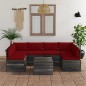 vidaXL Muebles de palets para jardín 7 pzas cojines madera maciza pino