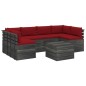 vidaXL Muebles de palets para jardín 7 pzas cojines madera maciza pino