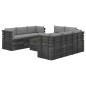 vidaXL Muebles de palets para jardín 9 pzas cojines madera maciza pino