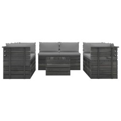 vidaXL Muebles de palets para jardín 9 pzas cojines madera maciza pino