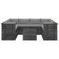 vidaXL Muebles de palets para jardín 9 pzas cojines madera maciza pino