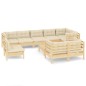 vidaXL Muebles de jardín 10 pzas y cojines madera maciza de pino crema vidaXL Muebles de jardín 10 pzas y cojines madera maciza de pino crema