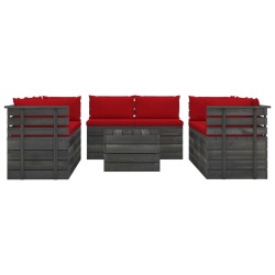 vidaXL Muebles de palets para jardín 9 pzas cojines madera maciza pino