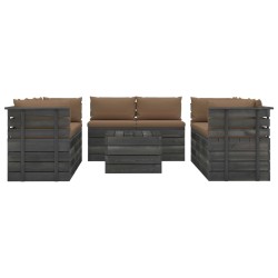 vidaXL Muebles de palets para jardín 9 pzas cojines madera maciza pino