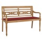 vidaXL Banco Batavia madera maciza de teca con cojín rojo 150 cm vidaXL Banco Batavia madera maciza de teca con cojín rojo 150 cm