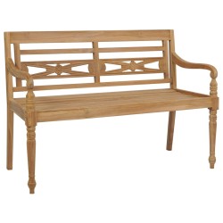 vidaXL Banco Batavia madera maciza teca y cojín estampado hojas 120 cm