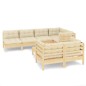 vidaXL Muebles de jardín 8 pzas y cojines madera maciza de pino crema vidaXL Muebles de jardín 8 pzas y cojines madera maciza de pino crema
