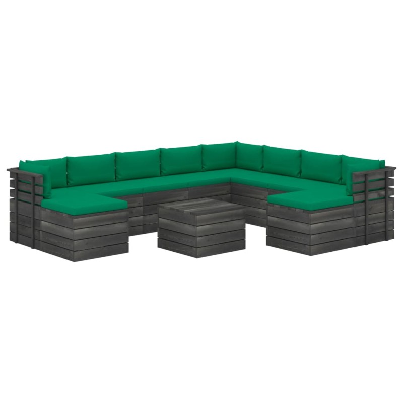 vidaXL Muebles de palets de jardín 11 pzas cojines madera maciza pino vidaXL Muebles de palets de jardín 11 pzas cojines madera maciza pino