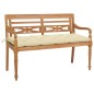 vidaXL Banco Batavia madera maciza teca con cojín blanco crema 150 cm vidaXL Banco Batavia madera maciza teca con cojín blanco crema 150 cm