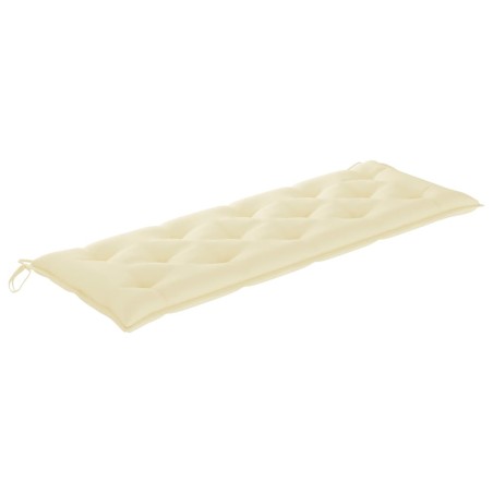 vidaXL Banco Batavia madera maciza teca con cojín blanco crema 150 cm