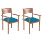 vidaXL Sillas de jardín 2 uds madera de teca con cojines azul claro vidaXL Sillas de jardín 2 uds madera de teca con cojines azul claro