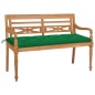 vidaXL Banco Batavia madera maciza de teca con cojín verde 150 cm