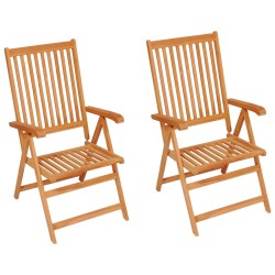 vidaXL Sillas de jardín 2 uds con cojines crema madera maciza de teca