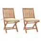 vidaXL Sillas de jardín 2 unidades con cojines crema madera de teca vidaXL Sillas de jardín 2 unidades con cojines crema madera de teca