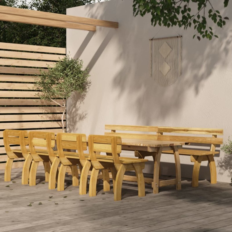 vidaXL Juego de comedor de jardín 6 piezas madera de pino impregnada vidaXL Juego de comedor de jardín 6 piezas madera de pino impregnada