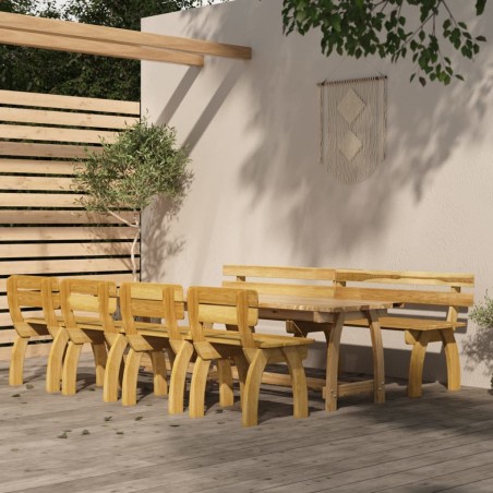 vidaXL Juego de comedor de jardín 6 piezas madera de pino impregnada 
