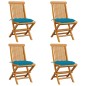 vidaXL Sillas de jardín 4 uds madera de teca con cojines azul claro vidaXL Sillas de jardín 4 uds madera de teca con cojines azul claro